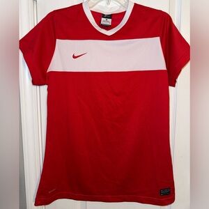 Nike EUC Kids Red and White Soccer Jersey Shirt